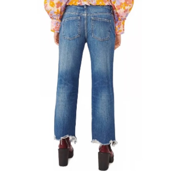 We‎ The Free People Maggie Mid Rise Jeans Raw Hem Women's 31 Stretch 32x25 Loose - Picture 13 of 13